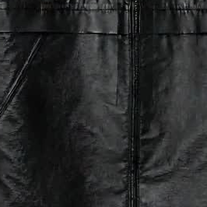 Resin-coated nylon organza surface and seam detail